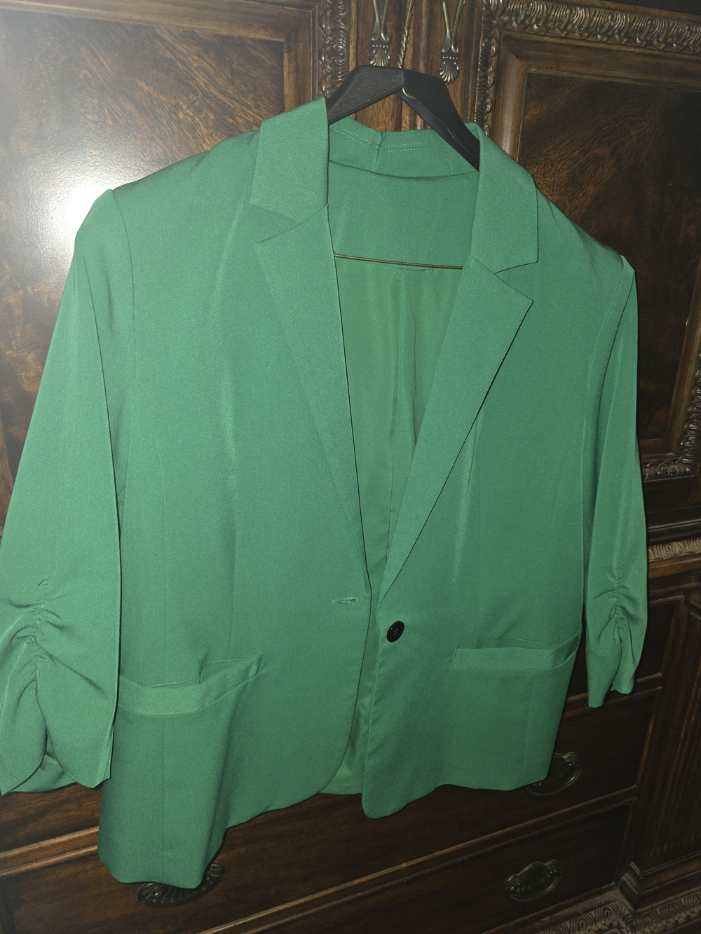 Green Women's Blazer - Tailored Open-Front Jacket Sz XL/14